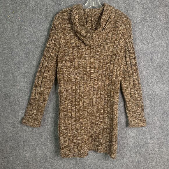 Carolyn Taylor Longline Hooded Button Cardigan Bulky Cable Patch Pockets Sz M - Picture 7 of 12